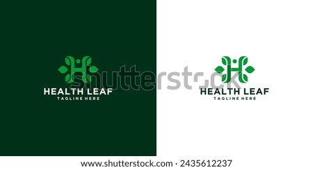 health abstract logo design letter H and green leaves for herbal, nature