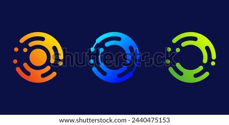letter O technology logo design for business, digital, technology, media, data