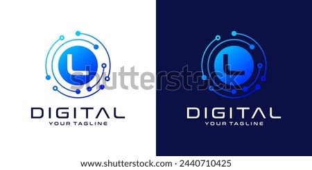 Letter L logo design template, Abstract point connection technology, digital, data and circle circuit technology