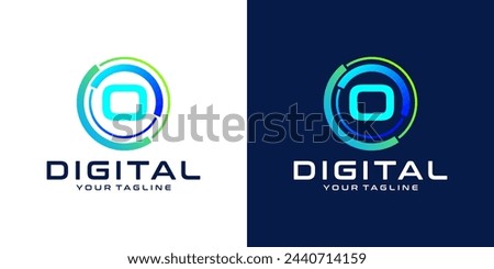 letter O logo design template technology, modern circle logo digital, technology, connection, data, media, circle line