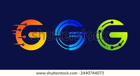 letter G technology logo design for business, digital, technology, media, data