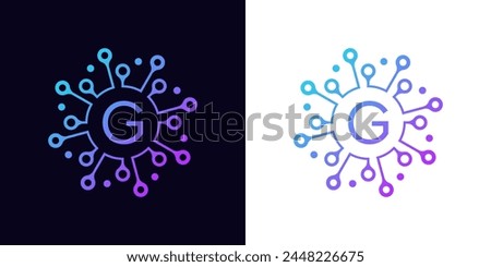creative modern digital technology letter G logo. With network of molecules and dots .logo can be used for technology, digital, connection, data, electricity company.