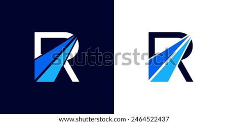 logo design Initial letter R financial marketing, financial, business with arrow direction logo vector illustration