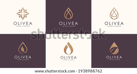 set of abstract minimalist oil with line concept logo design