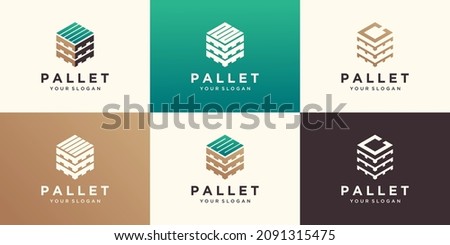 Wood pallets with hexagon log design templates. Modern easy to edit logo template. Vector design series.