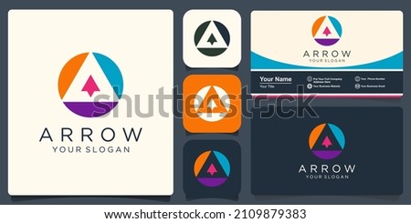 letter A with arrow inside Flat Vector Logo Design Template