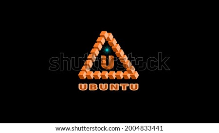 background for the desktop of the computer with the operating system linux, ubuntu. the logo of the distributor in a triangle made of orange cubes. the size is 4K. vector.