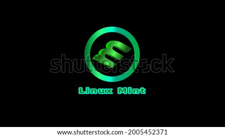 background for a computer monitor, a laptop with the Linux Mint operating system. round green logo with text on a black background. 4K size, vector. 