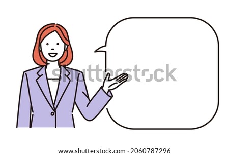 his is a simple illustration of a businesswoman giving an explanation.It is a vector data which is easy to edit.