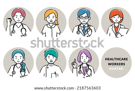 Simple icon set of medical workers