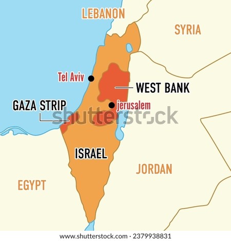 Map of Israel and surroundings with place names in English