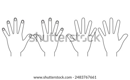 Simple monochrome illustration set of palm and instep