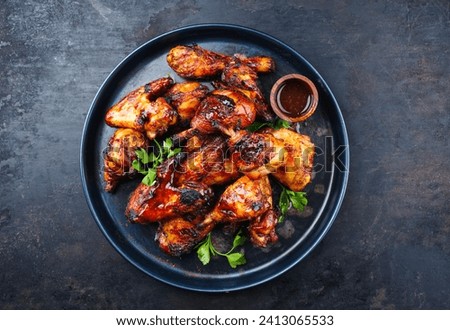 Image, Stock Photo Chicken wings on barbecue grill