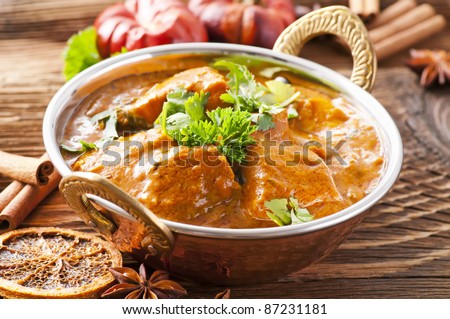 fish curry in copper pot