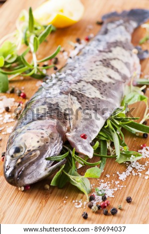 Fresh trout stuffed with fresh herbs