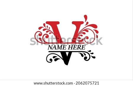 V Alphabet split letter nature abstract monogram vector logo template