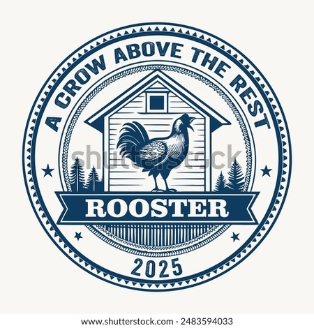 hand drawn rooster farm logo illustration