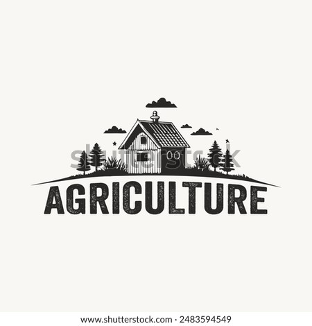 hand drawn vintage farm logo illustration