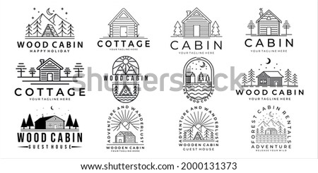 set of cabin or cottage logo vector illustration template icon design. bundle collection of various cabin and cottage for business travel adventure and camping concept holiday logo design