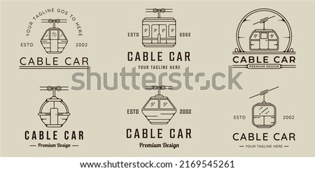 set of cable car or gondola line art vector simple minimalist illustration template icon graphic design. bundle collection of various transportation sign or symbol for business or travel concept