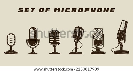set of isolated microphone icon vector illustration template graphic logo design. bundle collection of various podcast sign or symbol for broadcast or radio business