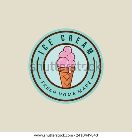 ice cream logo vector emblem illustration template icon graphic design. food frozen gelato or gelateria sign or symbol for shop business with circle badge cartoon style concept