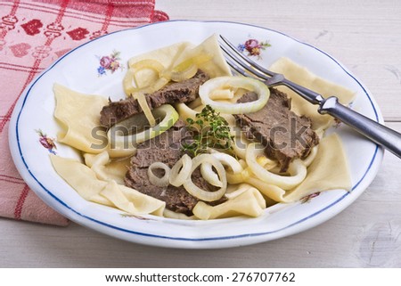 Beshbarmak is the traditional dish of the nomadic tribes of Central Asia, made with horse meat -?? hind quarters or rump, wide cut pasta noodles, onions and horse broth.