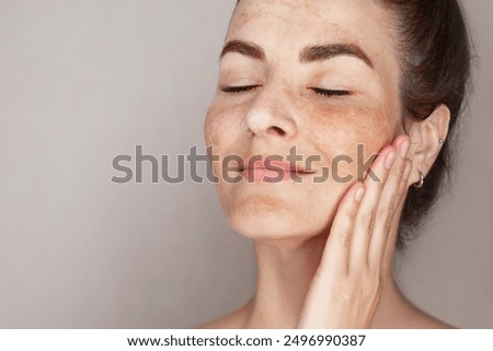 Similar – Image, Stock Photo Smiling woman in spot of light