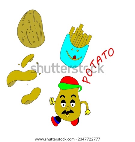 Vector graphic of cute illustration of Mr. Cartoon Character Icon. Potato for Toy Story: Symbolic Sticker, decoration, banner, advertisement, template, and poster, etc.
