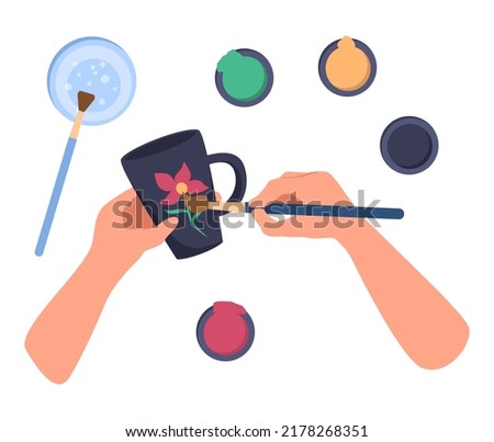 Similar – Image, Stock Photo Glass cups with paints in workshop