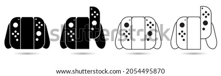 portable video game controller flat vector icon set for game apps and websites