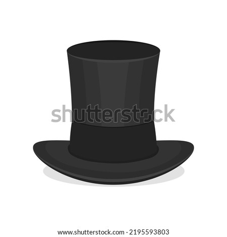 Black top hat illustration on white background