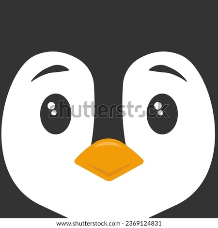 Cute penguin face flat vector illustration