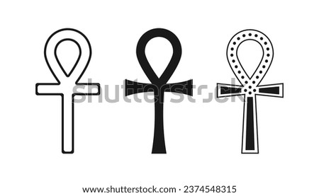 Egyptian cross ankh silhouette set different shape