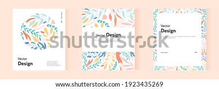 A large collection of brochure templates with the company's signature floral style. Business presentation vector vertical orientation layout of the first page set. 