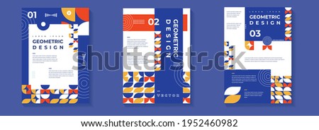 Company identity brochure template collection. Business presentation vector A4 vertical orientation front page mock up set. Corporate report cover abstract geometric illustration design layout bundle