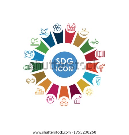 Corporate social responsibility icon. Sustainable Development Goals illustration. SDG signs. Pictogram for ad, web, mobile app, promo. Vector illustration element
