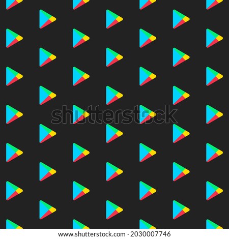 Google Play icon. Get it on Google Play store pattern. Download on app vector illustration. Isolated button on black background. Editable stroke.
