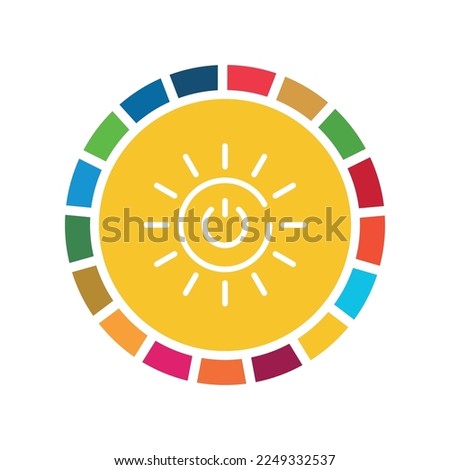 Affordable and clean energy. SDG icon. Corporate social responsibility sign. Sustainable Development Goals illustration. Pictogram for ad, web, mobile app, promo. Vector illustration element.