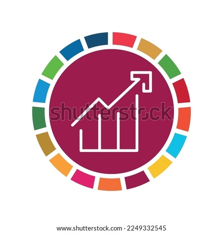 Decent work and economic growth. SDG icon. Corporate social responsibility sign. Sustainable Development Goals illustration. Pictogram for ad, web, mobile app, promo. Vector illustration element.