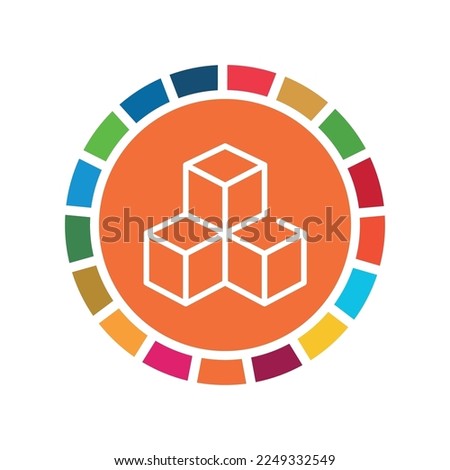 Industry, Innovation and Infrastructure. SDG icon. Corporate social responsibility sign. Sustainable Development Goals illustration. Pictogram for ad, web, app, promo. Vector illustration element.