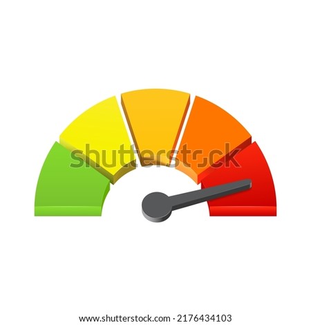 Color intensity measuring device with arrow and scale. 3D vector icon isolated on white background