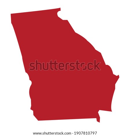 Vector high quality map of the American state of Georgia, illustration of Georgia, Vector red map on white background, atlas of the us state of Georgia, red Map of us federal state of Georgia.