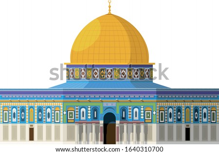 Dome of the Rock (Jerusalem). Isolated on white background vector illustration.