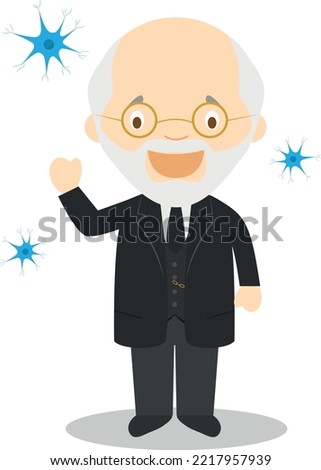 Santiago Ramón y Cajal cartoon character. Vector Illustration. Kids History Collection.