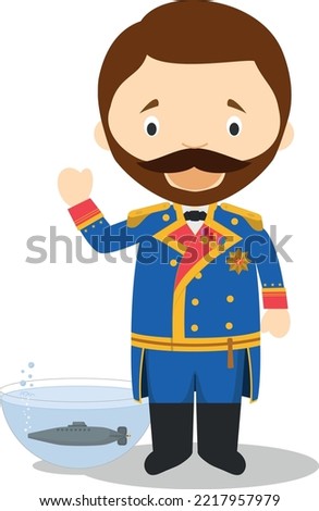 Isaac Peral cartoon character. Vector Illustration. Kids History Collection.