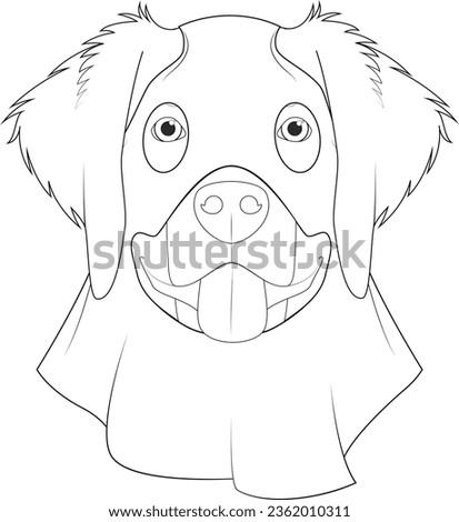 Halloween greeting card for coloring. Bernese Mountain dog dressed as a ghost