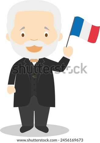 Victor Hugo cartoon character. Vector Illustration. Kids History Collection.