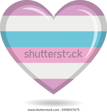 Bigender pride flag in heart shape vector illustration