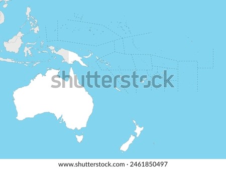 Blank Political Oceania Map vector illustration with countries in white color. Editable and clearly labeled layers.